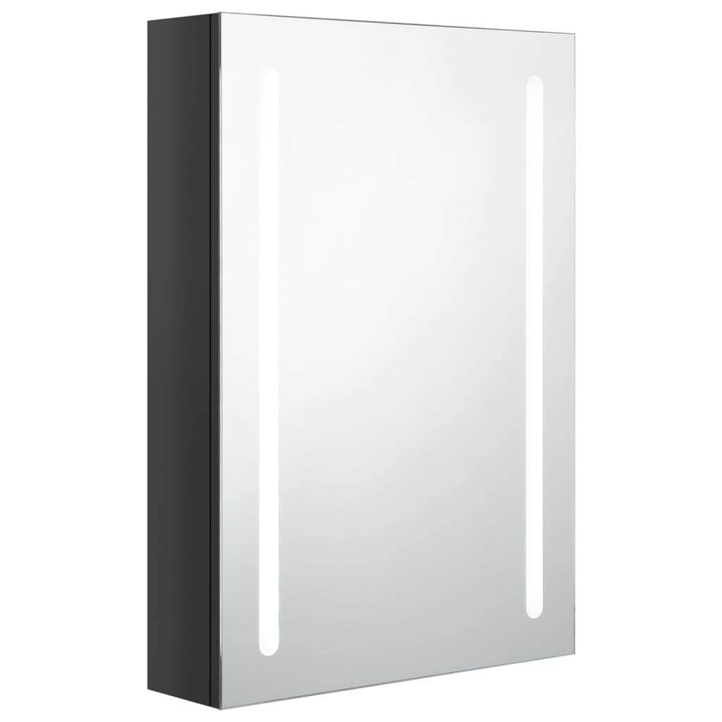 vidaXL LED Bathroom Mirror Cabinet Shining Black 19.7"x5.1"x27.6"