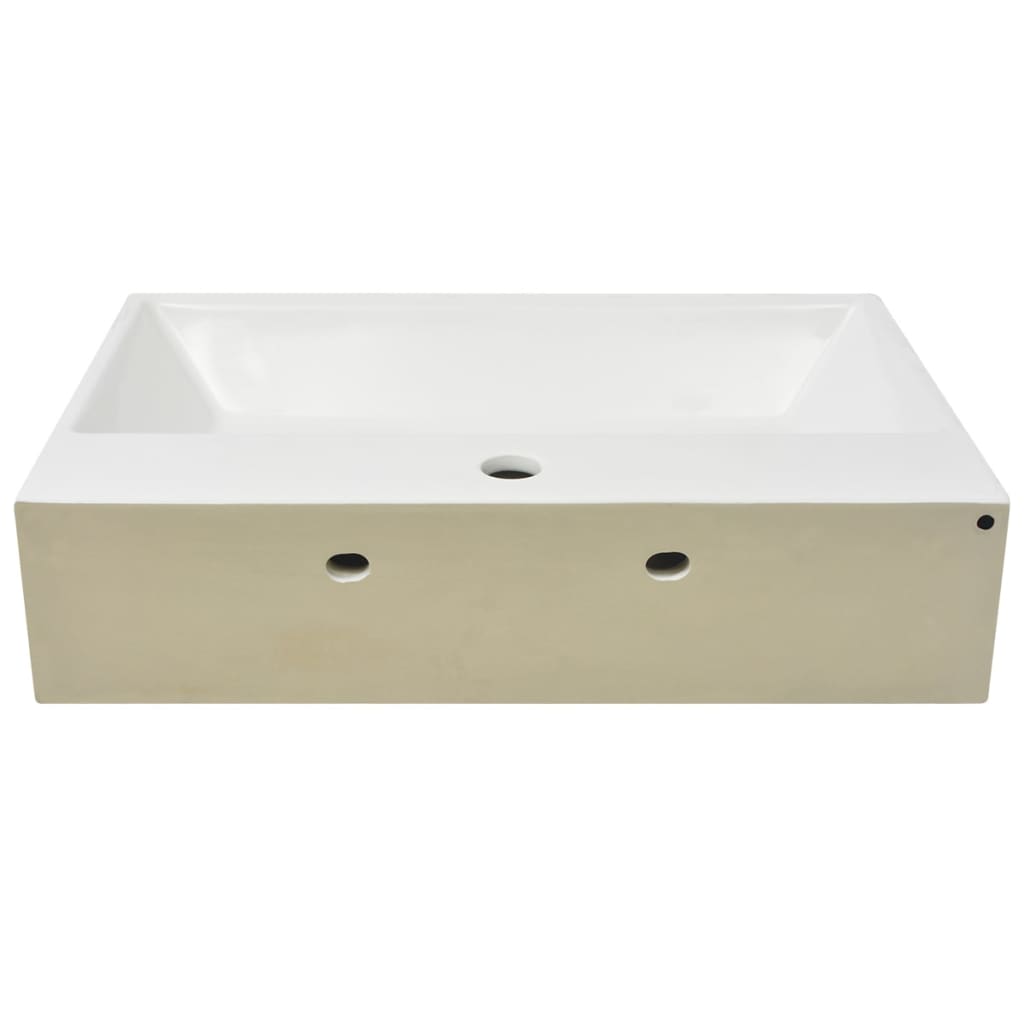 vidaXL Basin with Faucet Hole Ceramic White 23.8"x16.7"x5.7"