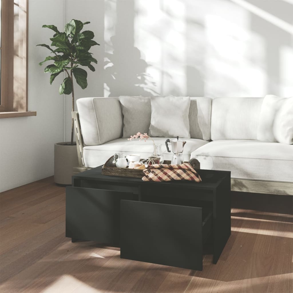vidaXL Coffee Table Black 35.4"x19.7"x16.3" Engineered Wood