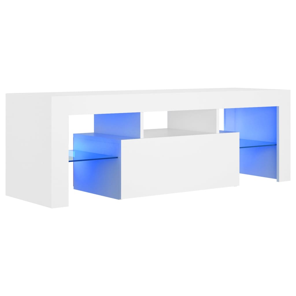 vidaXL TV Cabinet with LED Lights White 47.2"x13.8"x15.7"