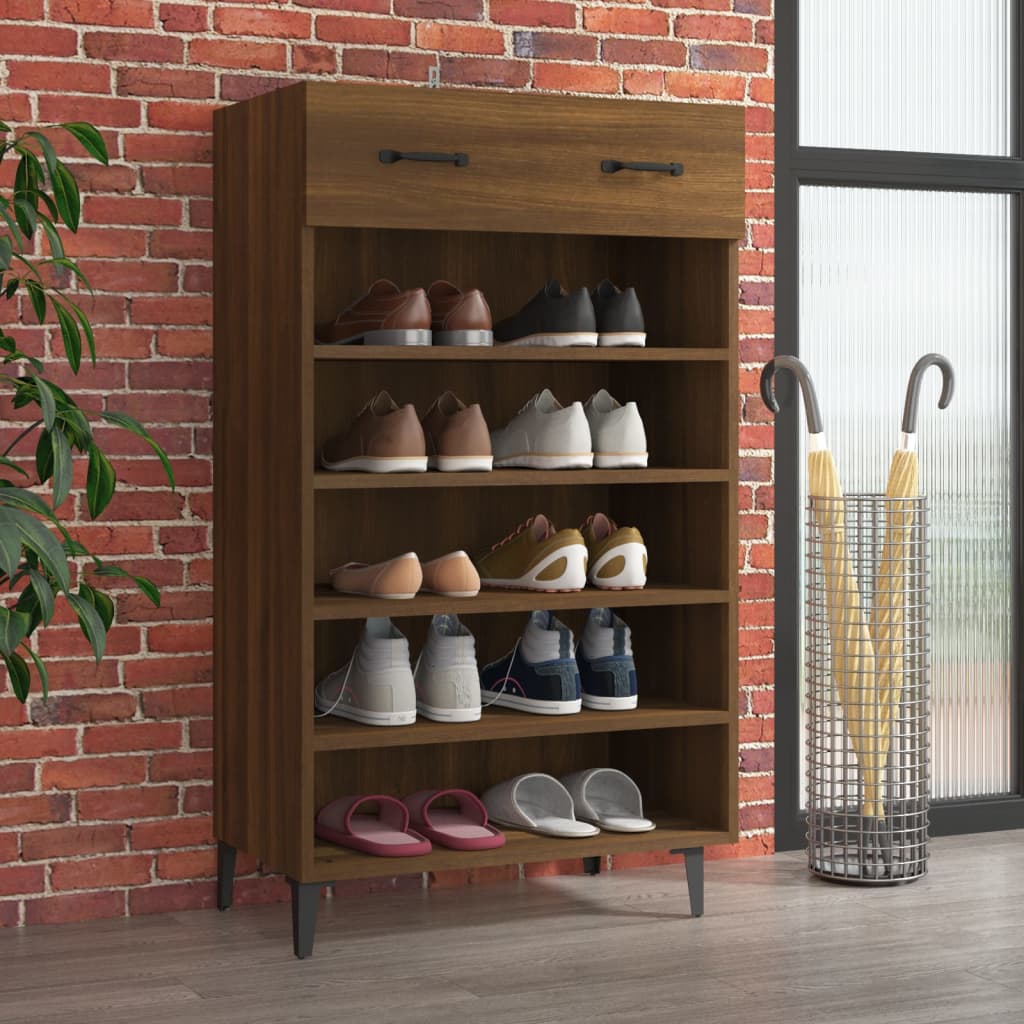 vidaXL Shoe Cabinet Brown Oak 23.6"x13.8"x41.3" Engineered Wood