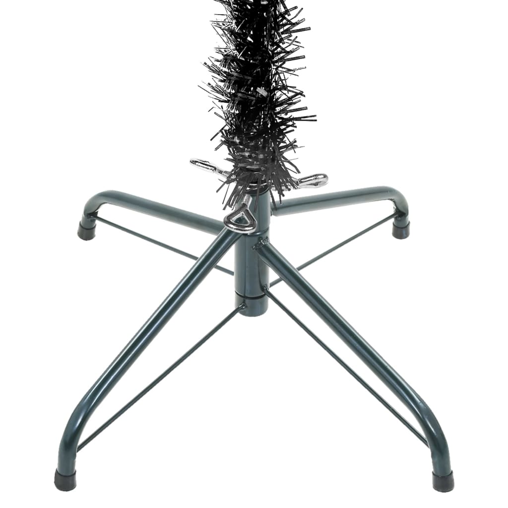 vidaXL Slim Pre-lit Christmas Tree with Ball Set Black 70.9"