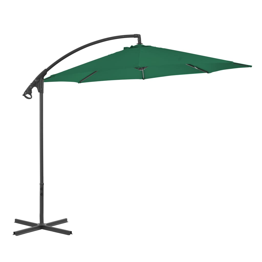 vidaXL Cantilever Umbrella with Steel Pole 118.1" Green