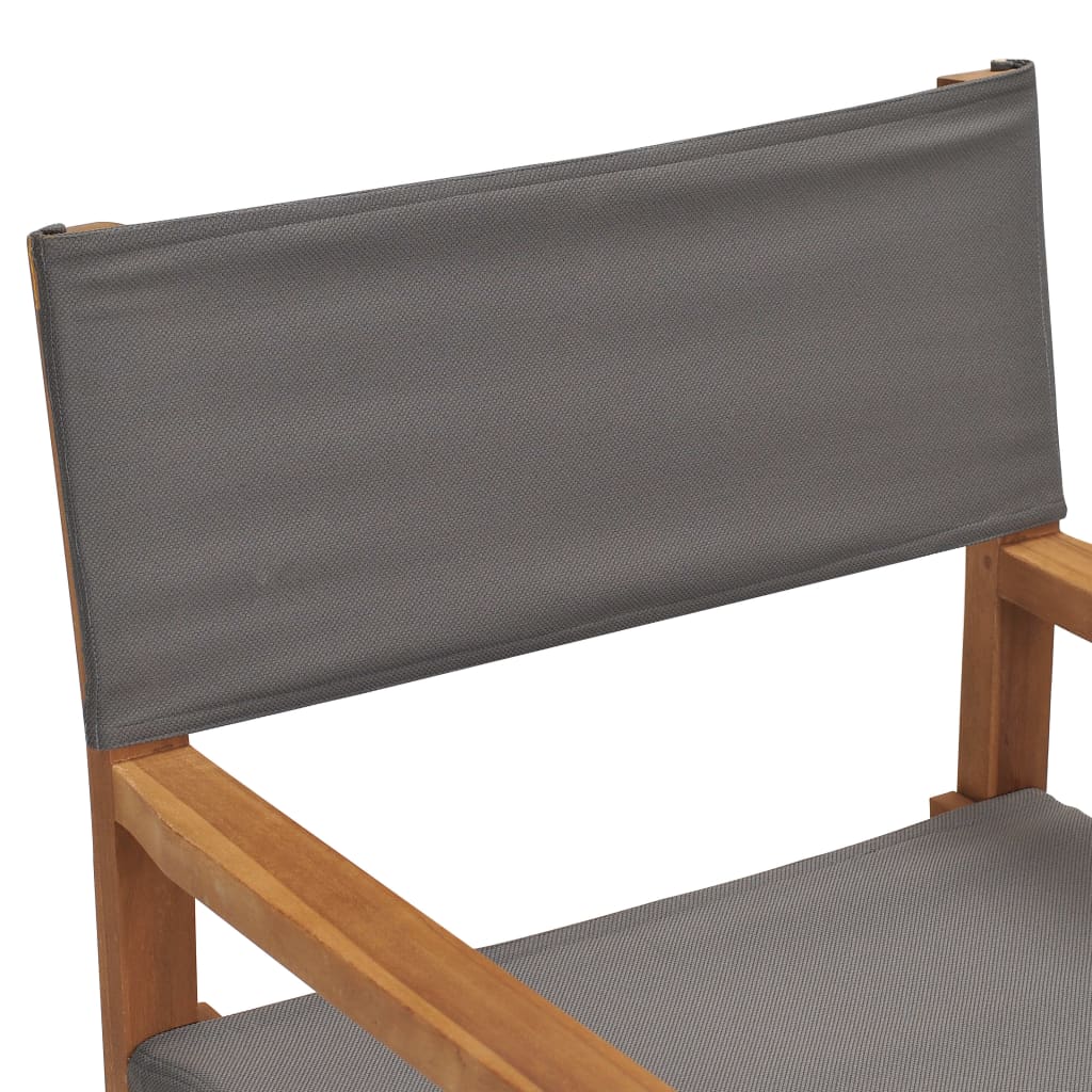 vidaXL Folding Director's Chairs 2 pcs Gray Solid Wood Teak