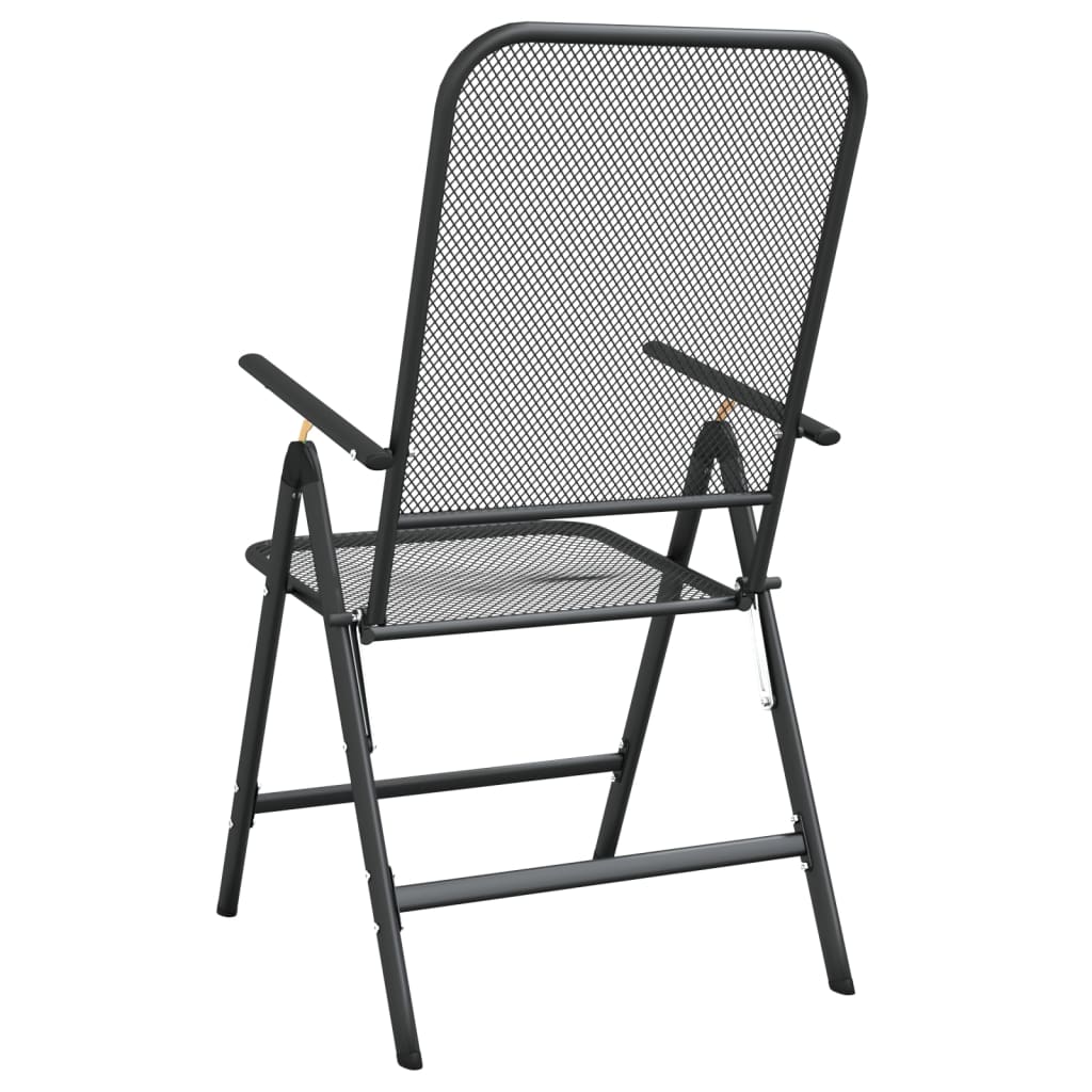 vidaXL Folding Patio Chairs 2 pcs Expanded Metal Mesh Anthracite
