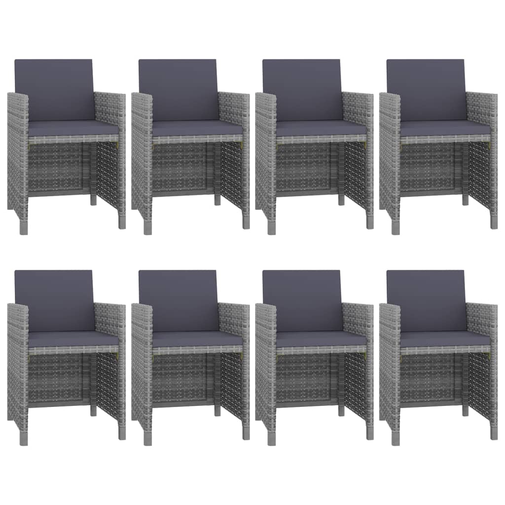 vidaXL 9 Piece Patio Dining Set with Cushions Poly Rattan Anthracite