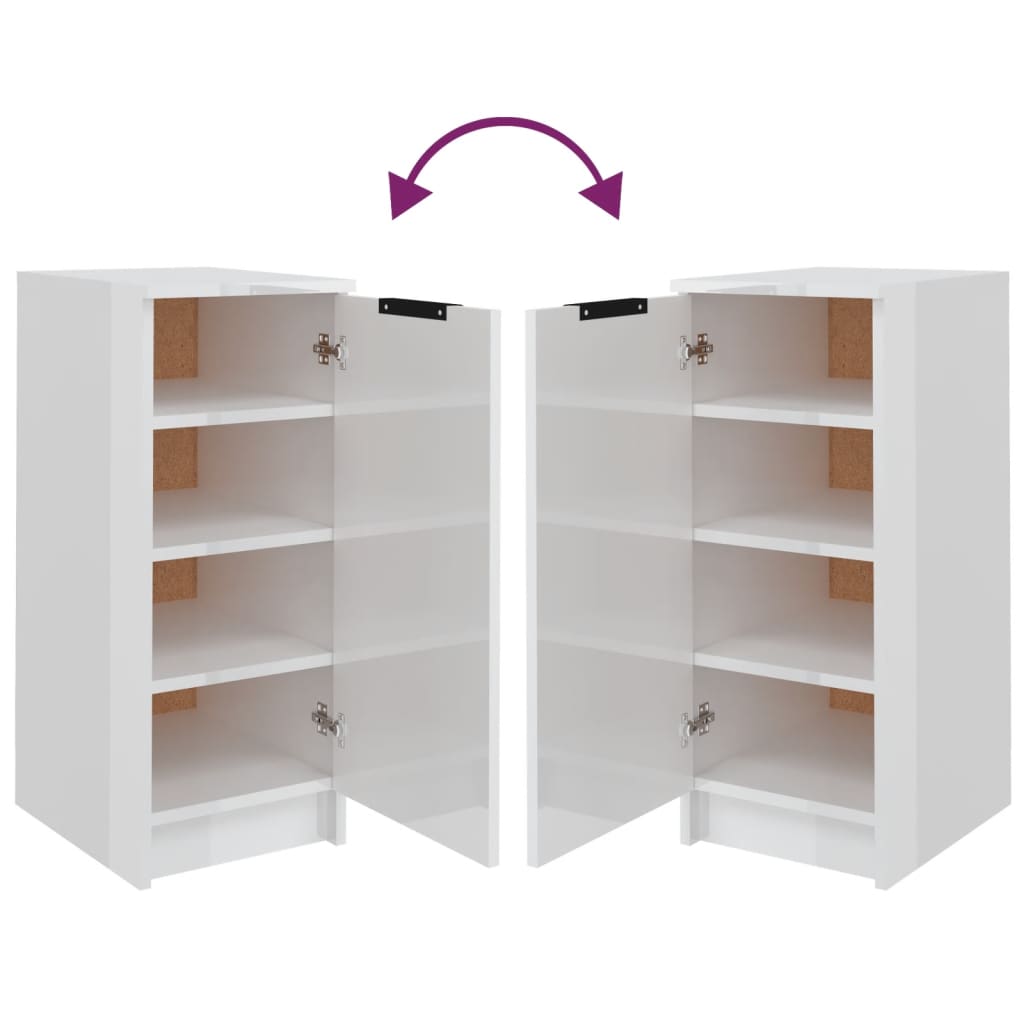 vidaXL Shoe Cabinet High Gloss White 11.8"x13.8"x27.6" Engineered Wood