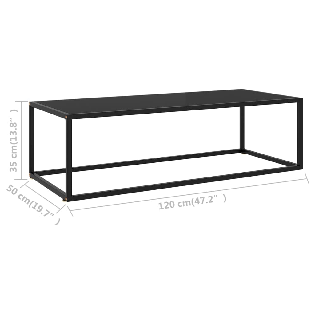 vidaXL Coffee Table Black with Black Glass 47.2"x19.7"x13.8"