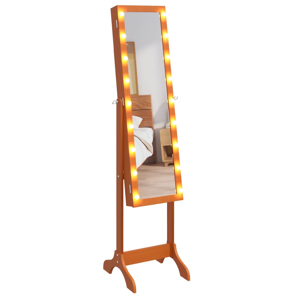vidaXL Free-Standing Mirror with LED 13.4"x14.6"x57.5"