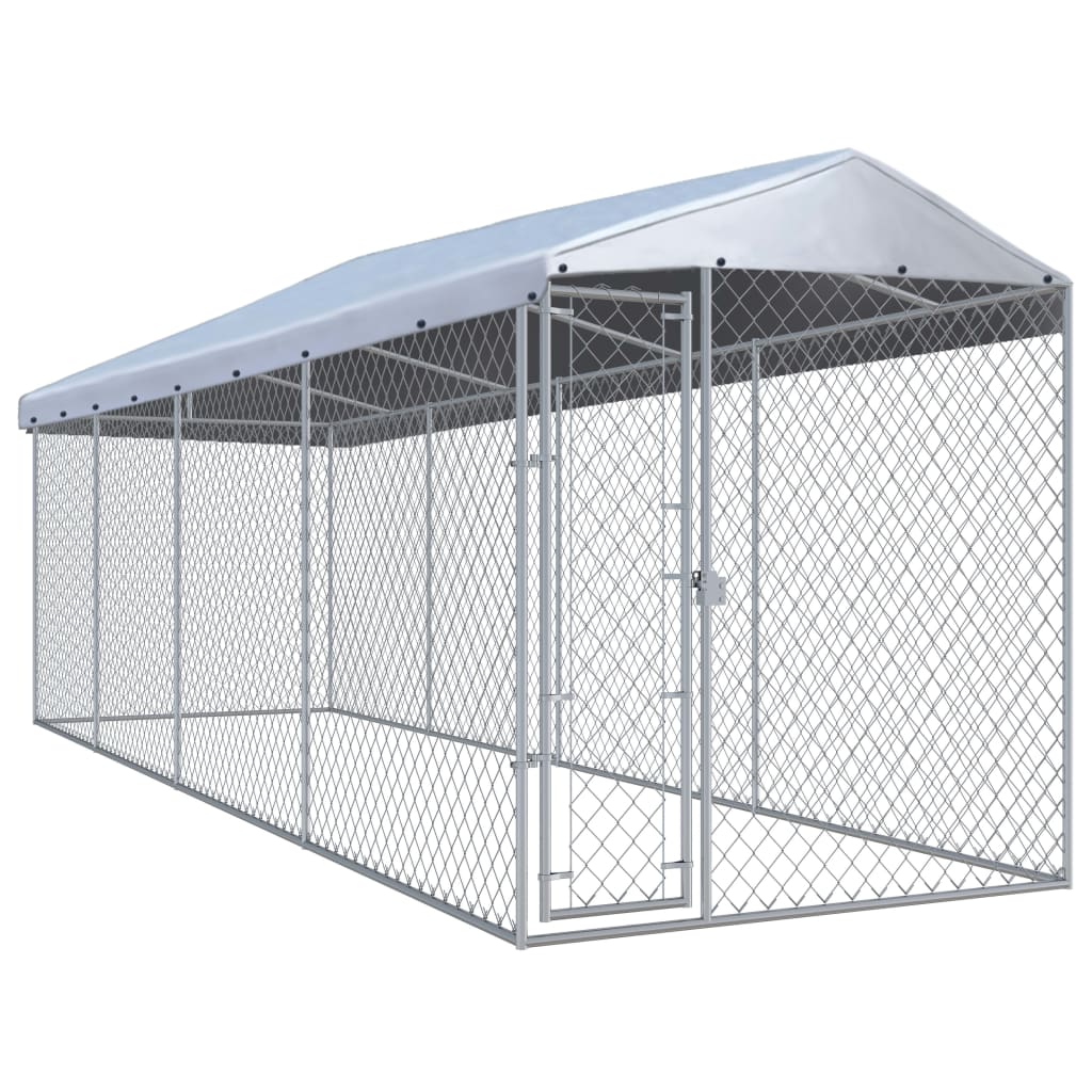 vidaXL Outdoor Dog Kennel with Roof 299"x75.6"x88.6"