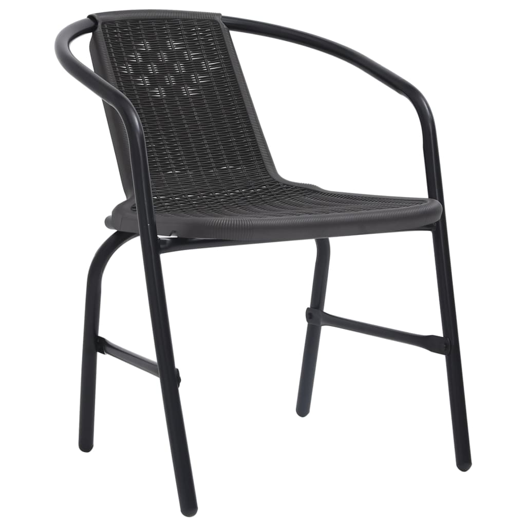vidaXL Patio Chairs 2 pcs Plastic Rattan and Steel 242.5 lb