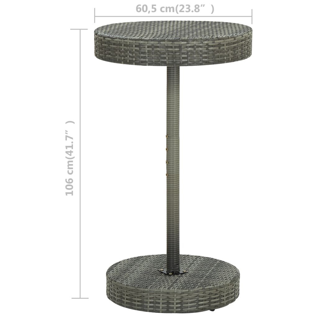 vidaXL Patio Table Gray 23.8"x41.7" Poly Rattan