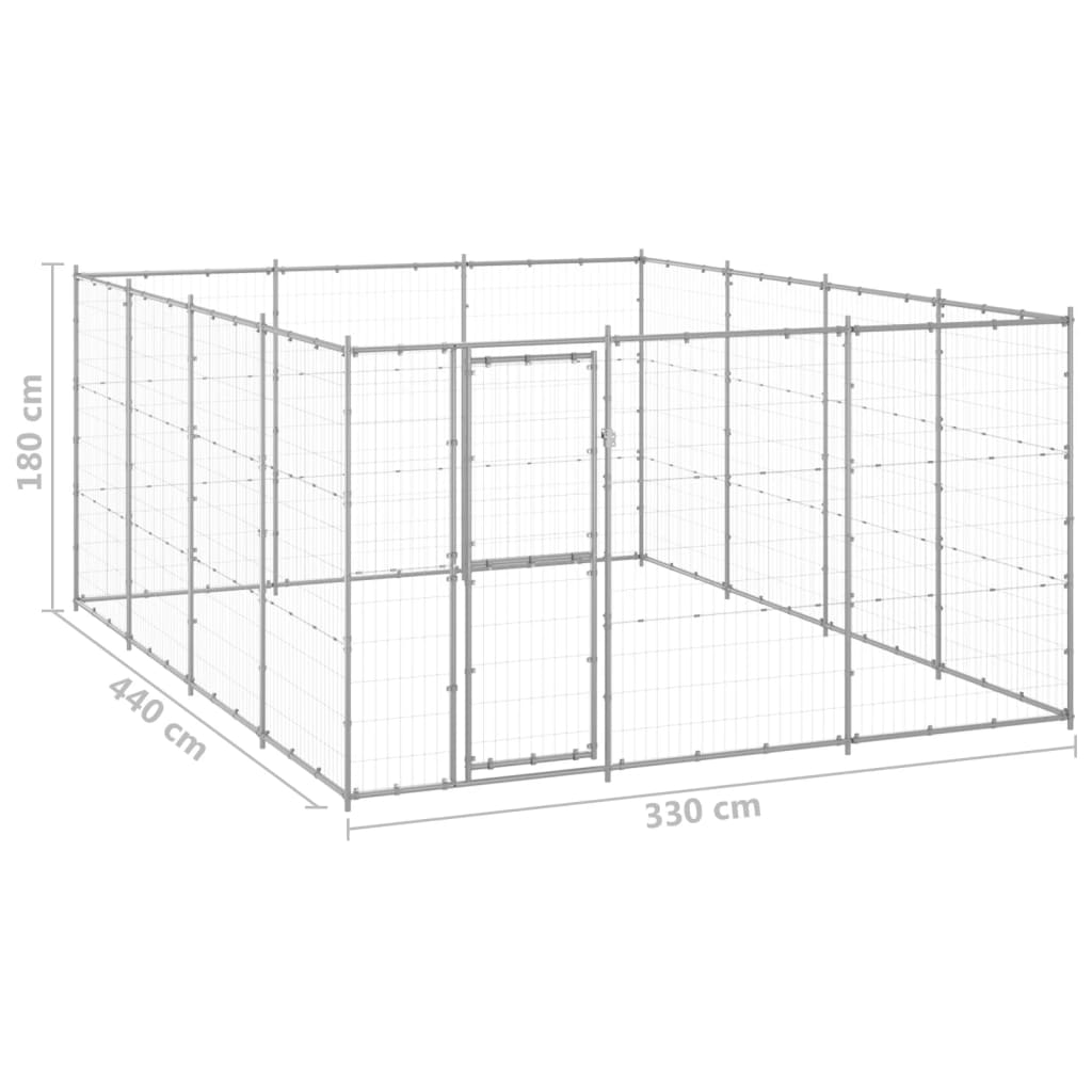 vidaXL Outdoor Dog Kennel Galvanized Steel 156.3 ft²