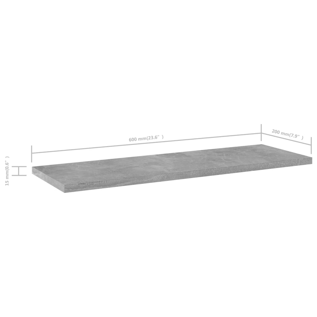 vidaXL Bookshelf Boards 4 pcs Concrete Gray 23.6"x7.9"x0.6" Engineered Wood