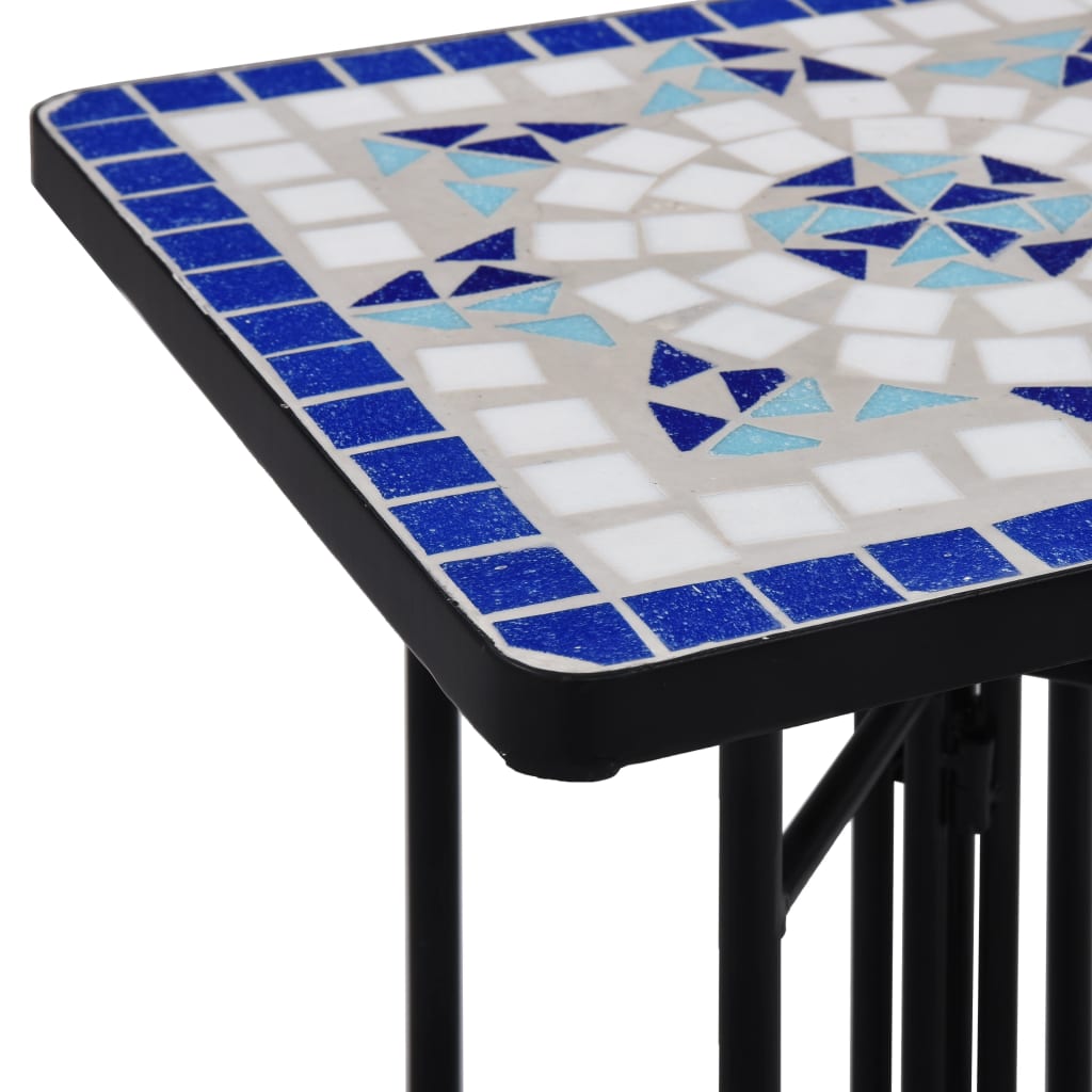 vidaXL Mosaic Side Table Blue and White Ceramic