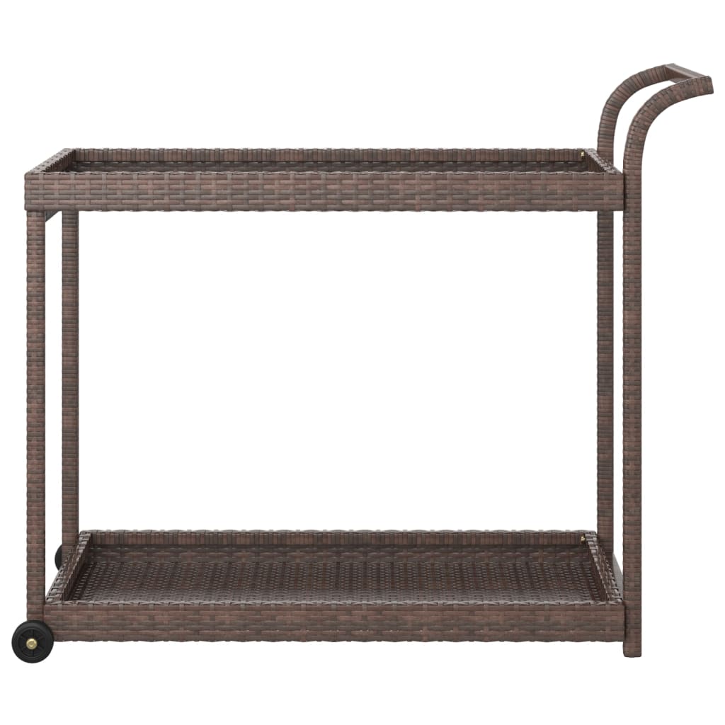 vidaXL Bar Cart Brown 39.4"x17.7"x32.7" Poly Rattan