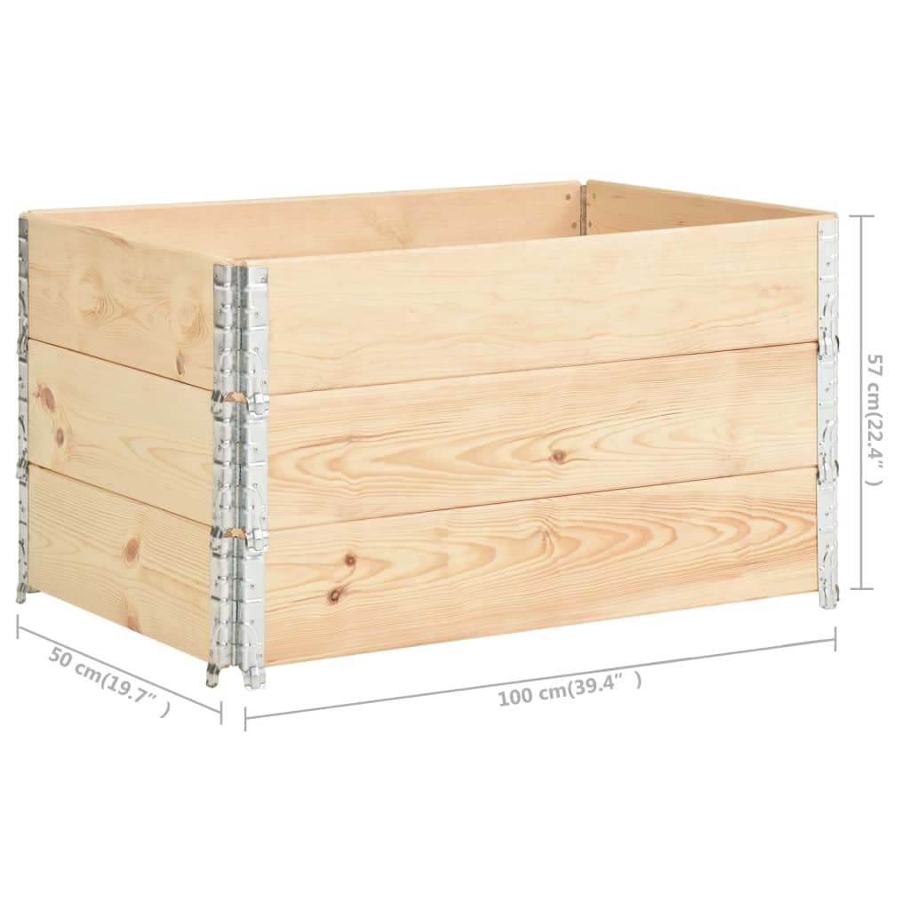 vidaXL Pallet Collars 3 pcs 19.7"x39.4" Solid Pine Wood