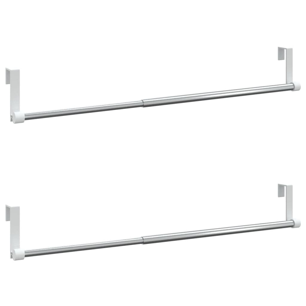 vidaXL Curtain Rails 2 Pcs White and Silver 15.7"-23.6" Aluminum