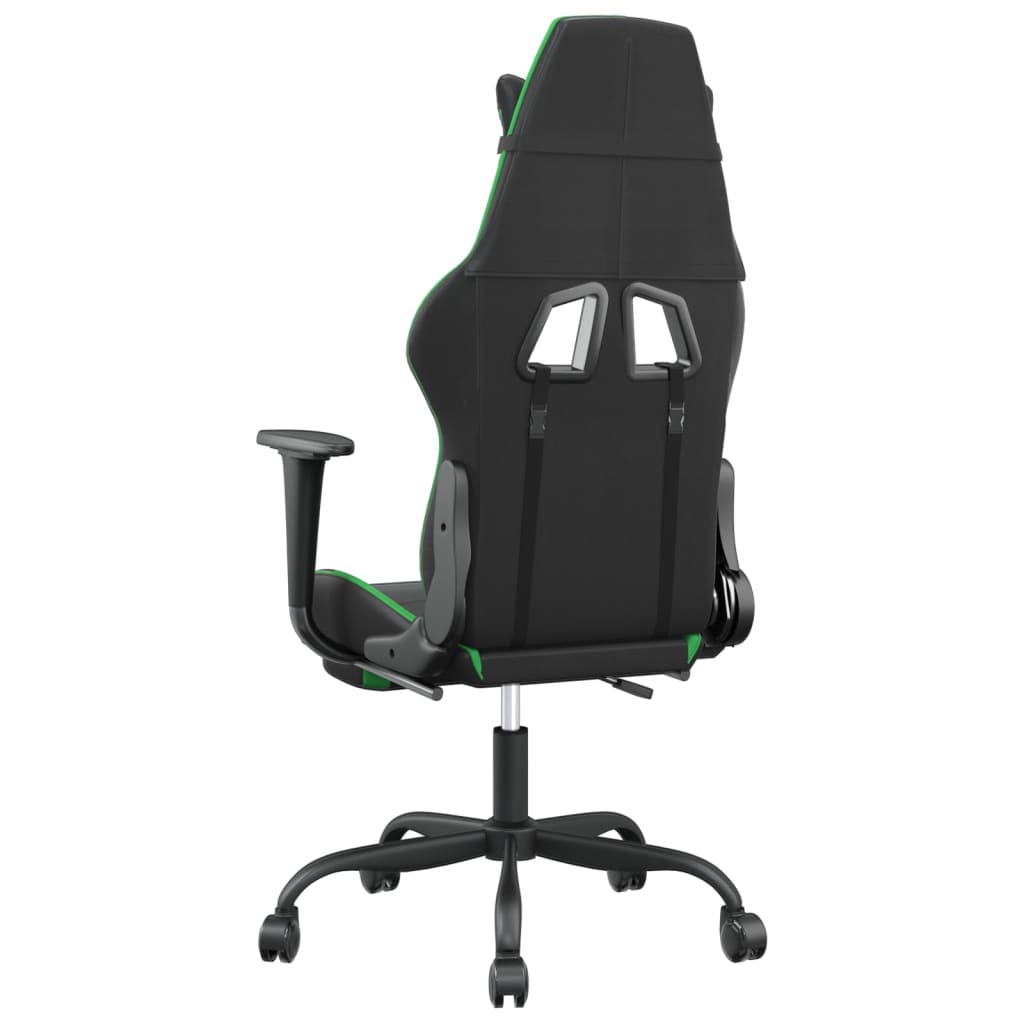 vidaXL Massage Gaming Chair with Footrest Black&Green Faux Leather