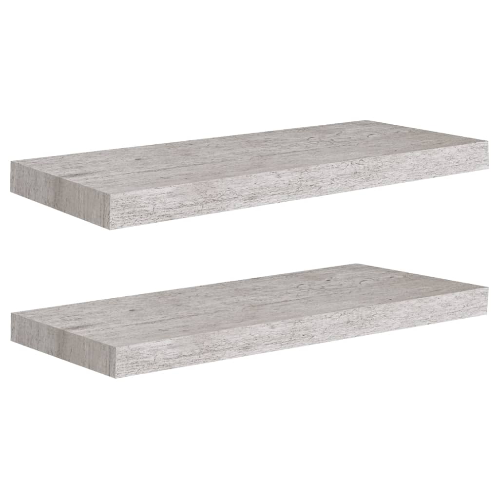 vidaXL Floating Wall Shelves 2 pcs Concrete Gray 23.6"x9.3"x1.5" MDF