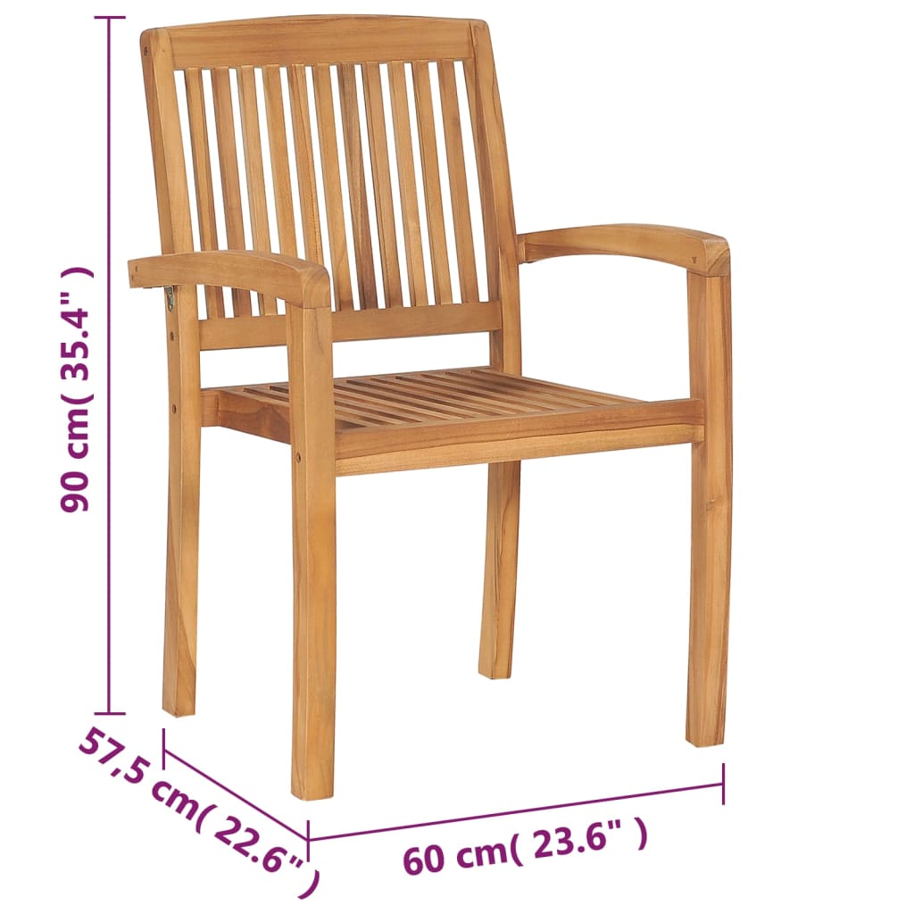 vidaXL Stacking Patio Chairs 8 pcs Solid Teak Wood