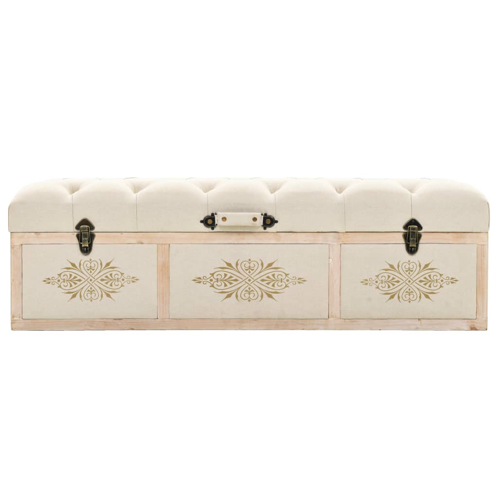 vidaXL Storage Bench 43.3" Cream Solid Wood Fir