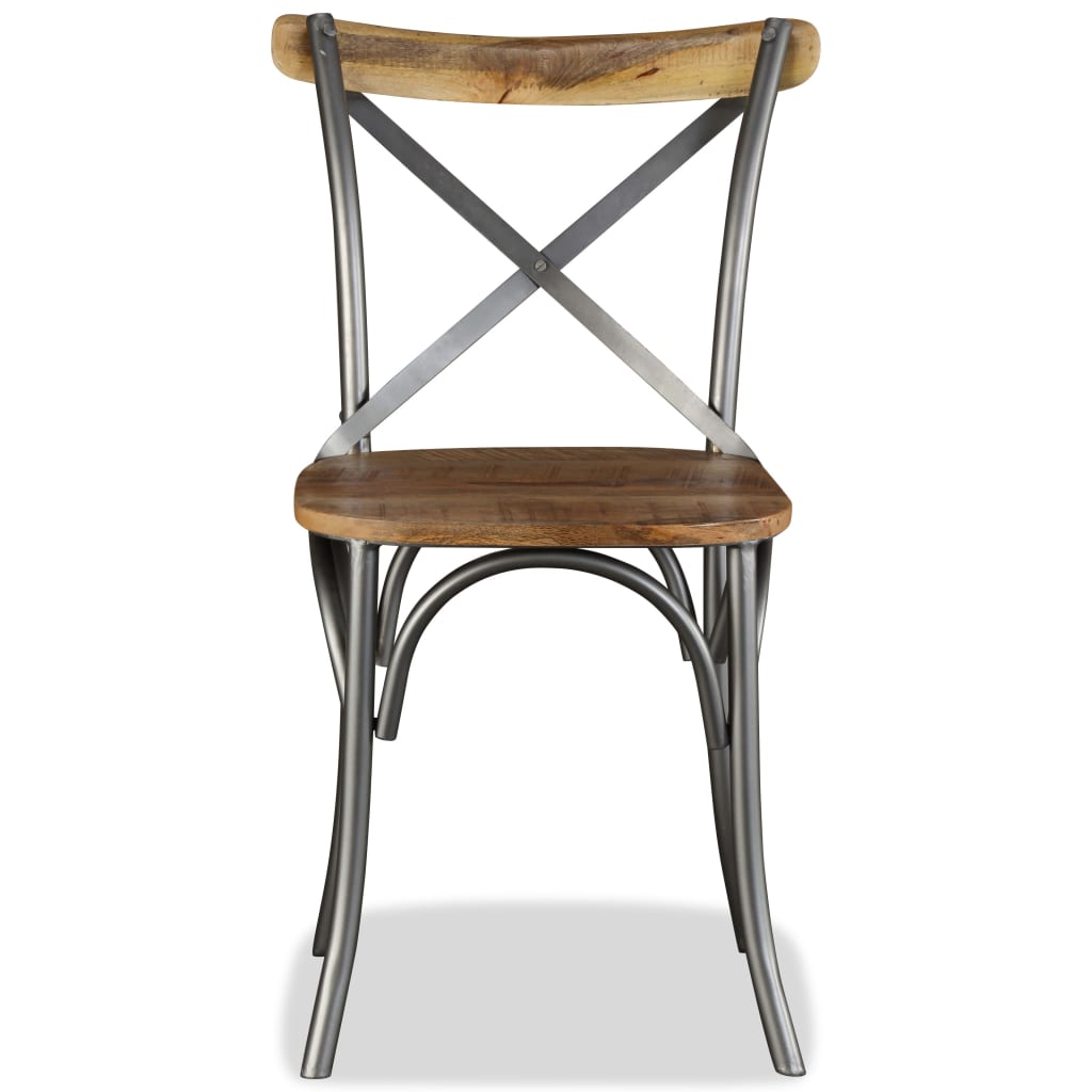 vidaXL Dining Chairs 4 pcs Solid Mango Wood and Steel Cross Back