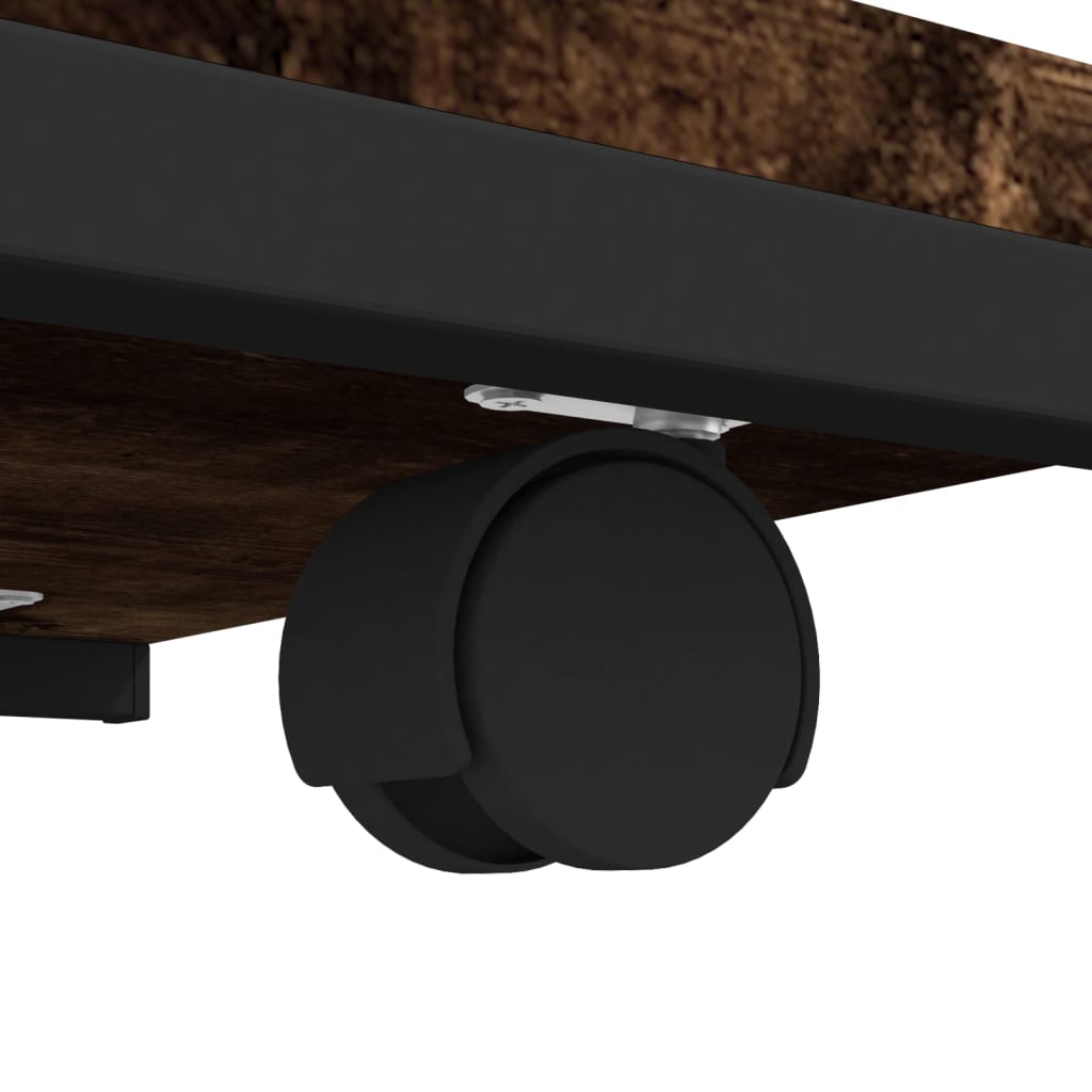 vidaXL Side Table with Wheels Smoked Oak 19.7"x13.8"x21.9" Engineered Wood