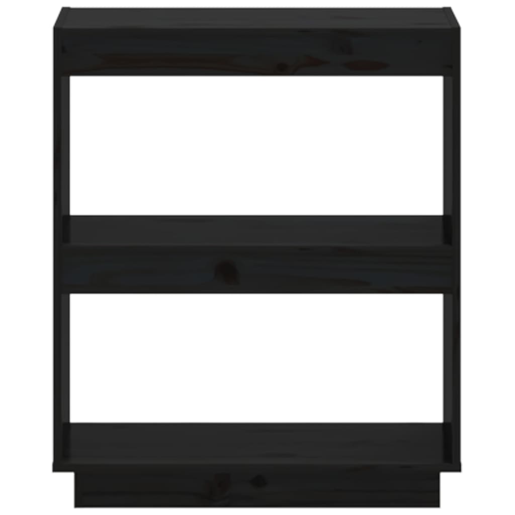 vidaXL Book Cabinet Black 23.6"x13.8"x28" Solid Wood Pine