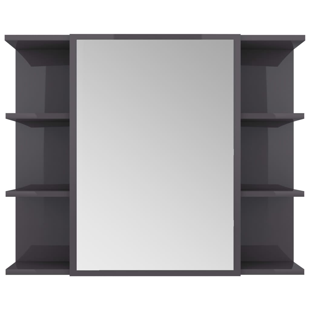 vidaXL Bathroom Mirror Cabinet High Gloss Gray 31.5"x8.1"x25.2" Chipboard