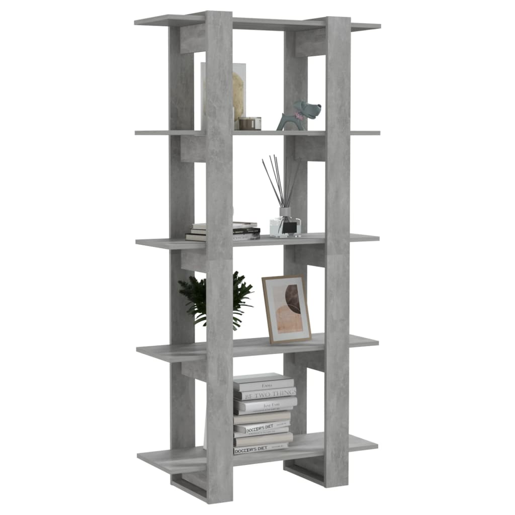 vidaXL Book Cabinet/Room Divider Concrete Gray 31.5"x11.8"x63" Engineered Wood