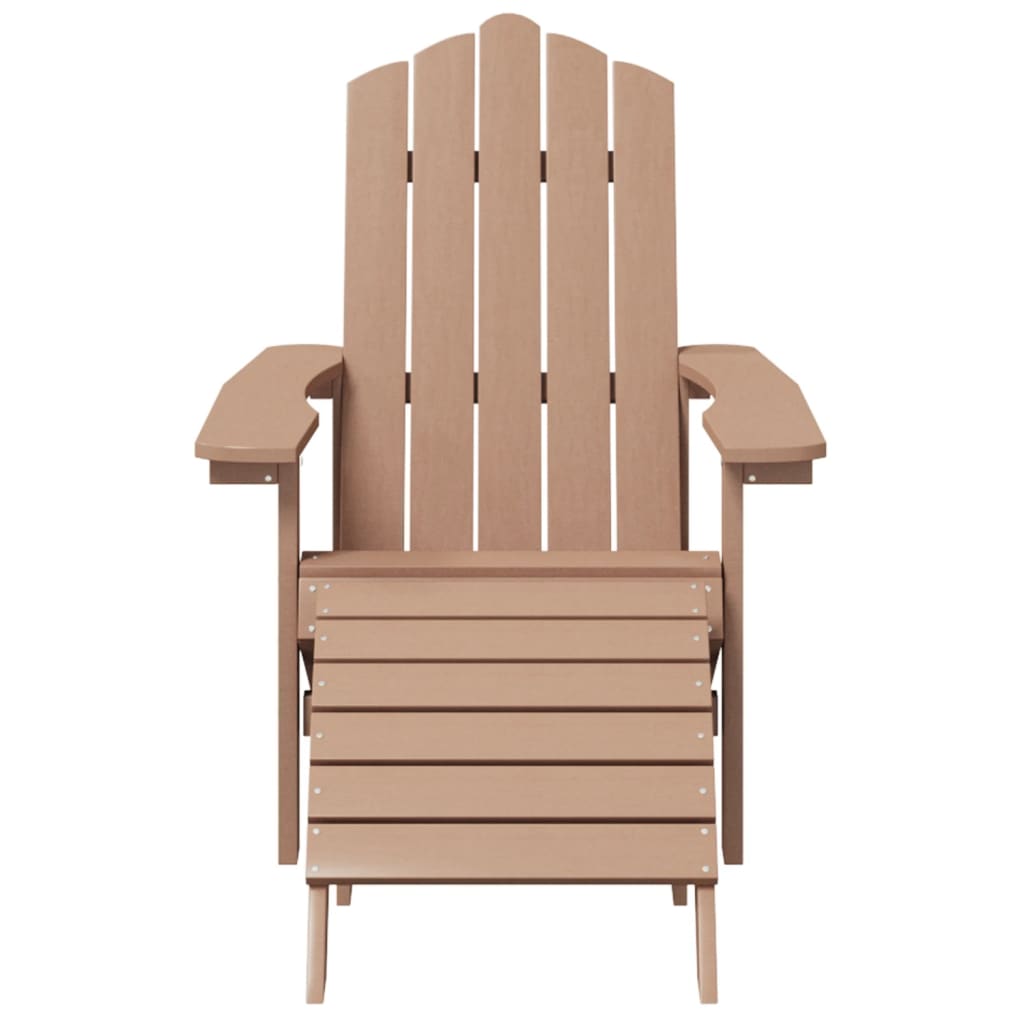 vidaXL Patio Adirondack Chair with Footstool HDPE Brown