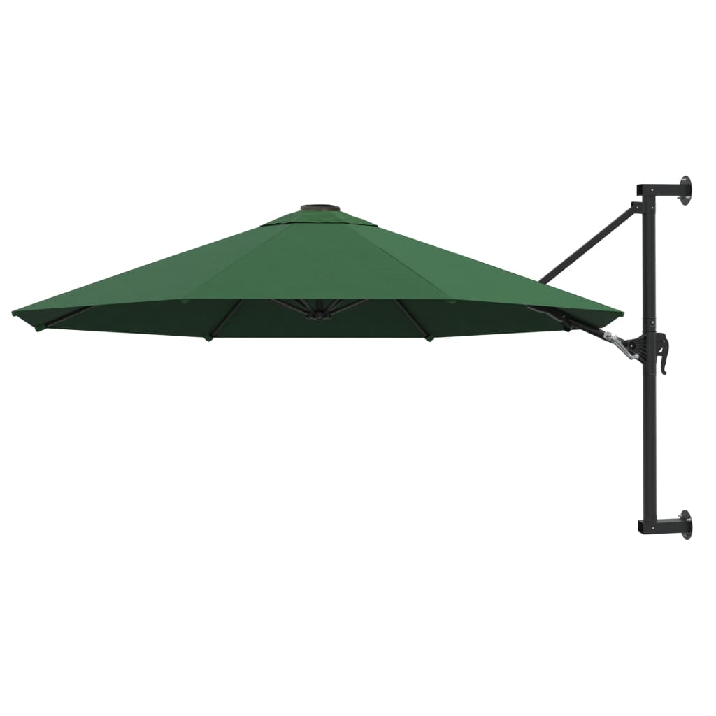 vidaXL Wall-Mounted Parasol with Metal Pole 118.1" Green