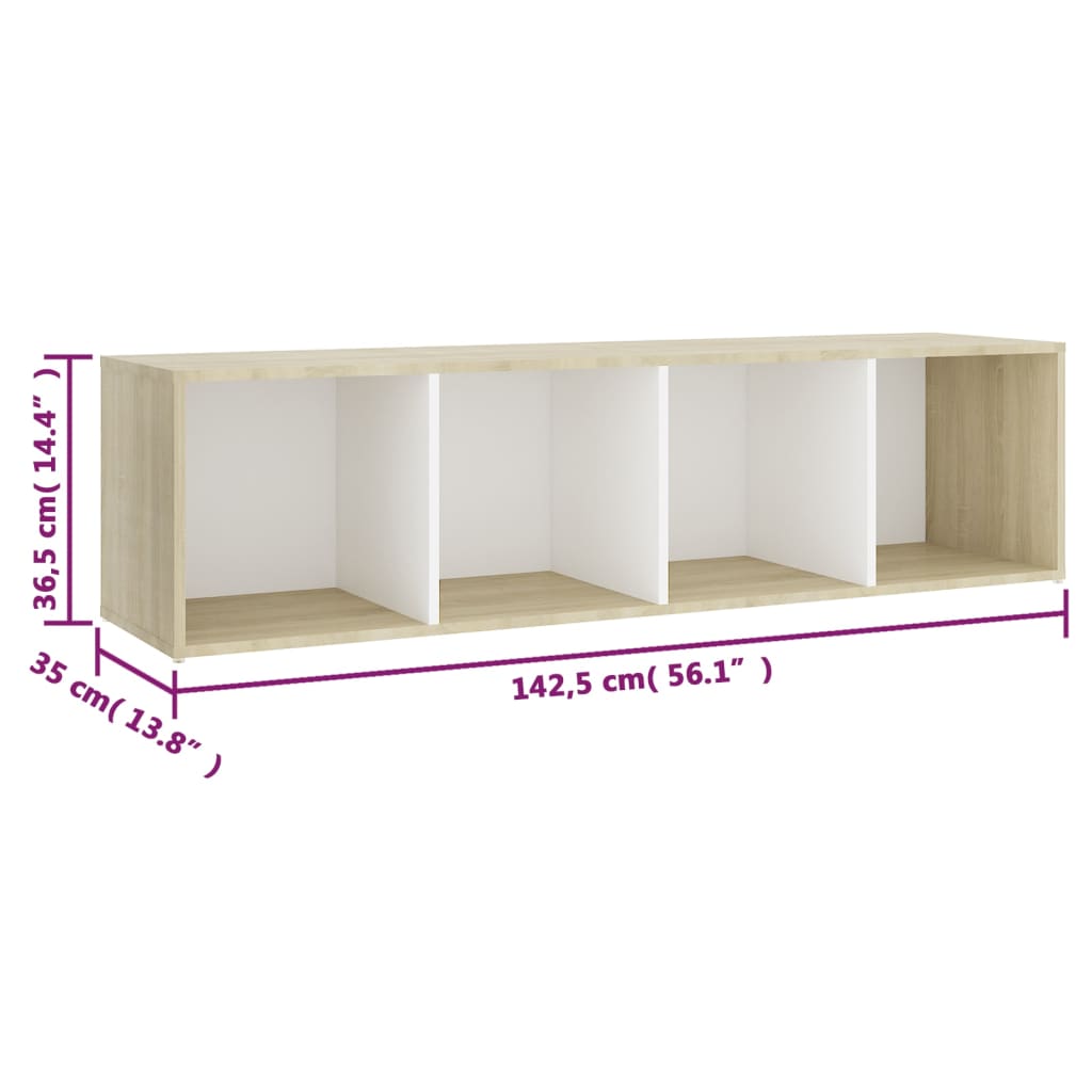 vidaXL 3 Piece TV Stand Set White and Sonoma Oak Engineered Wood