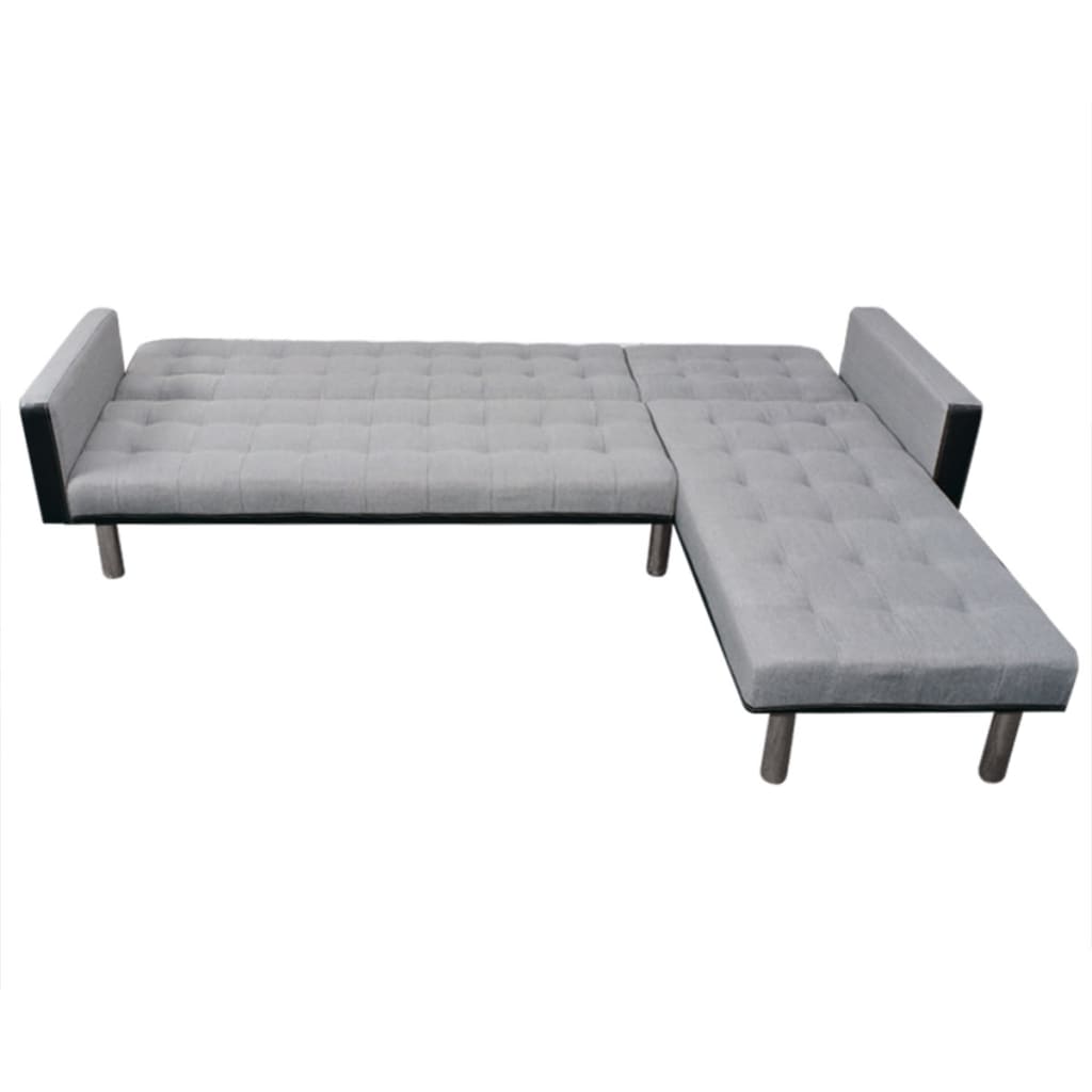 vidaXL L-shaped Sofa Bed Fabric Black and Gray