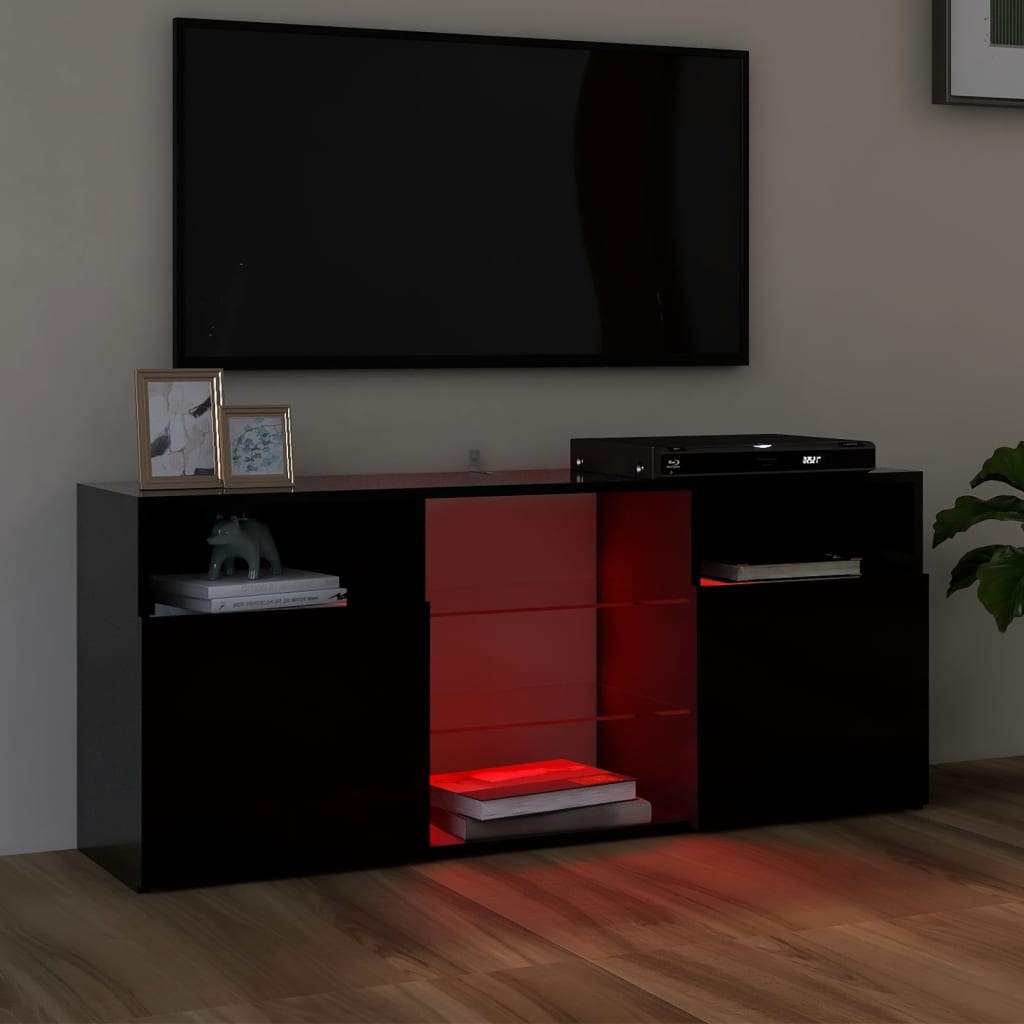 vidaXL TV Cabinet with LED Lights Black 47.2"x11.8"x19.7"