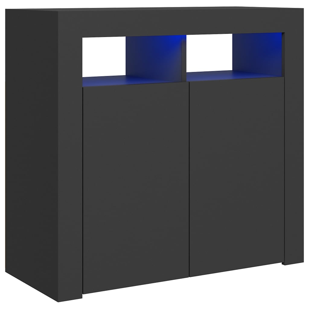 vidaXL Sideboard with LED Lights Gray 31.5"x13.8"x29.5"