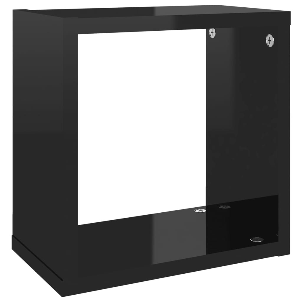 vidaXL Wall Cube Shelves 2 pcs High Gloss Black 10.2"x5.9"x10.2"