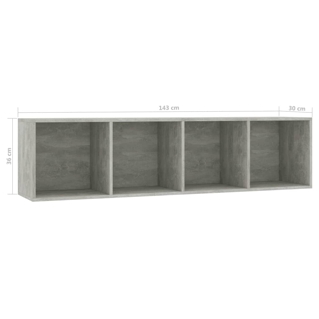 vidaXL Book Cabinet/TV Stand Concrete Gray 56.3"x11.8"x14.2"