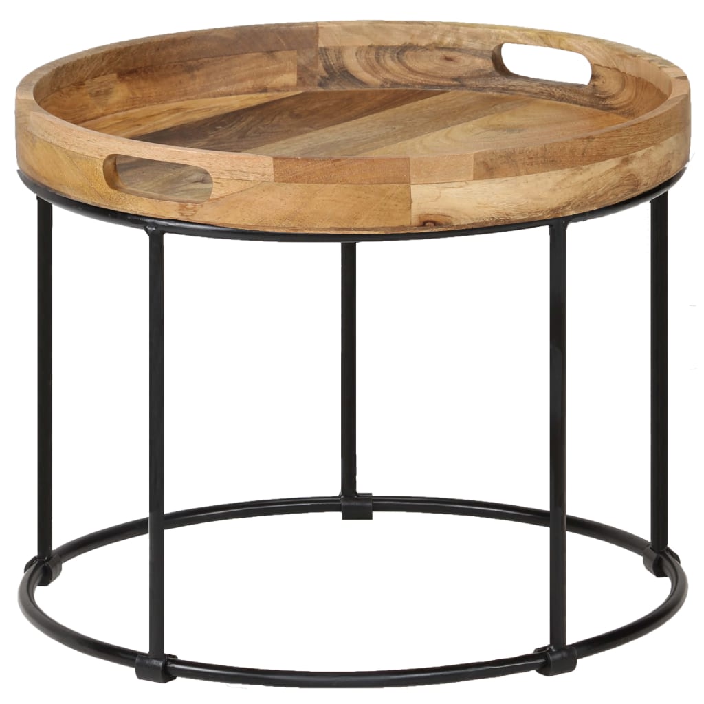 vidaXL Coffee Table Solid Mange Wood and Steel 19.7"x15.7"
