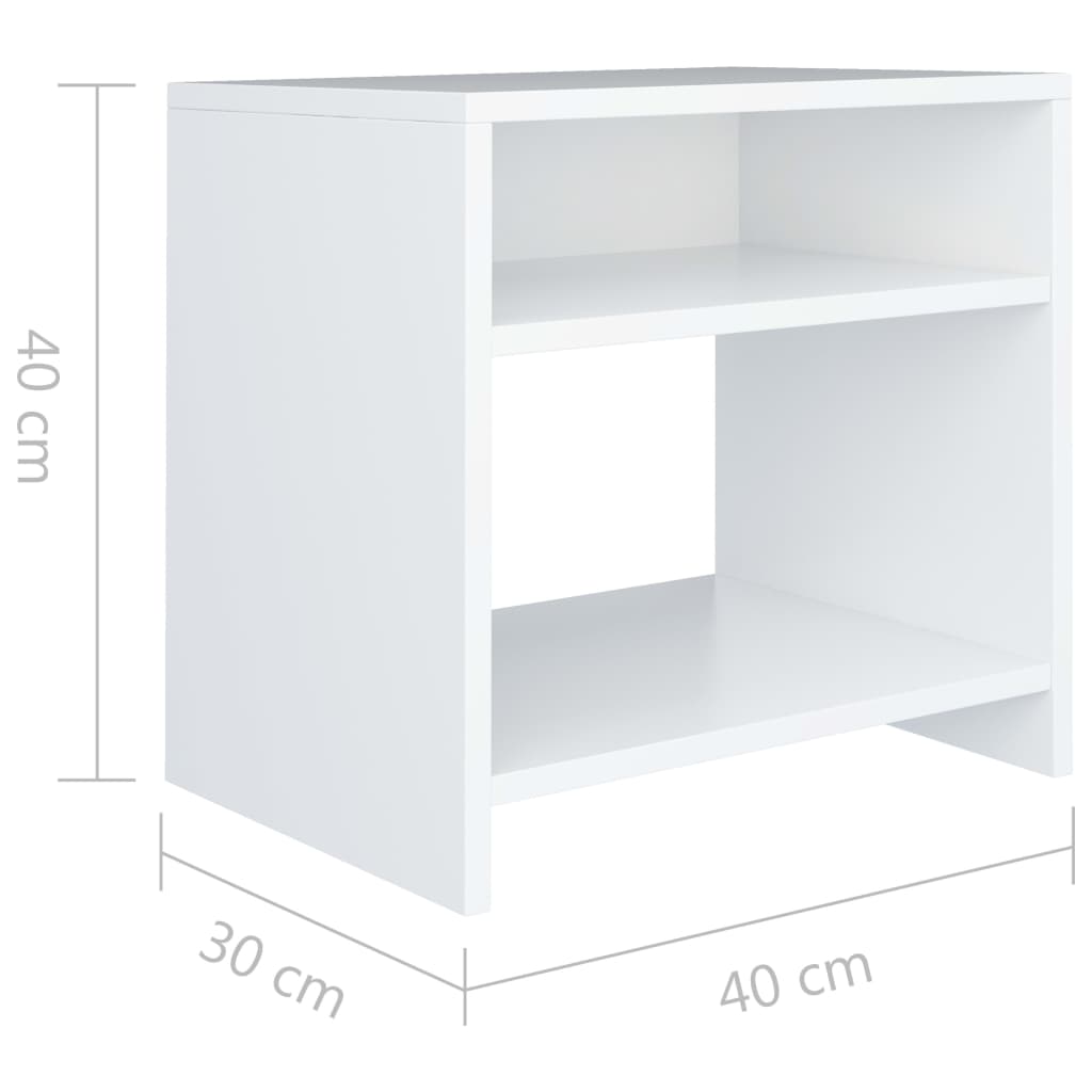 vidaXL Side Cabinetts 2 pcs White 15.7"x11.8"x15.7" Chipboard