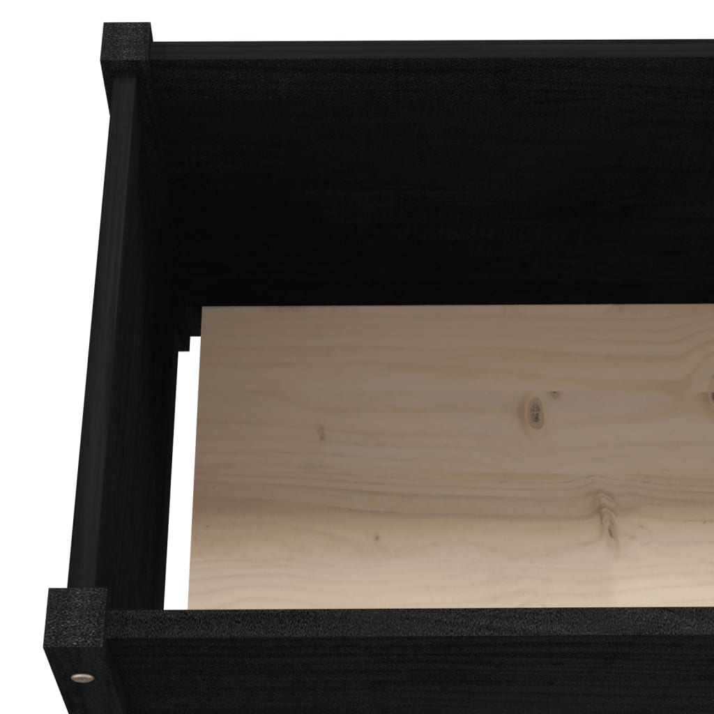 vidaXL Garden Planter Black 78.7"x12.2"x12.2" Solid Wood Pine