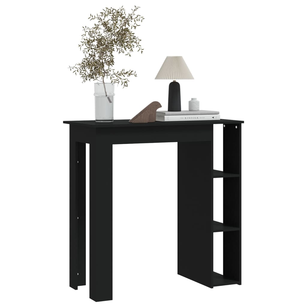 vidaXL Bar Table with Shelf Black 40.2"x19.7"x40.7" Engineered Wood