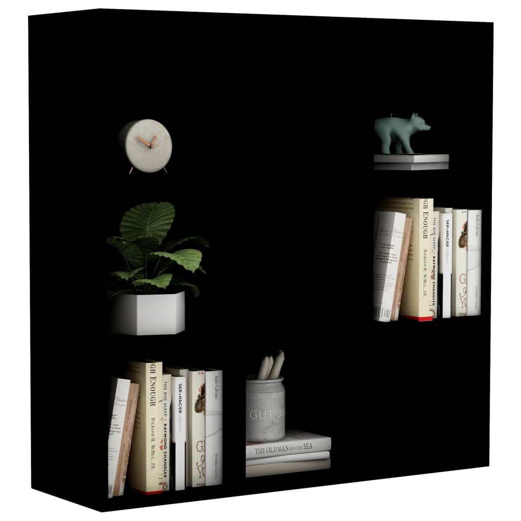 vidaXL Book Cabinet Black 38.6"x11.8"x38.6" Chipboard
