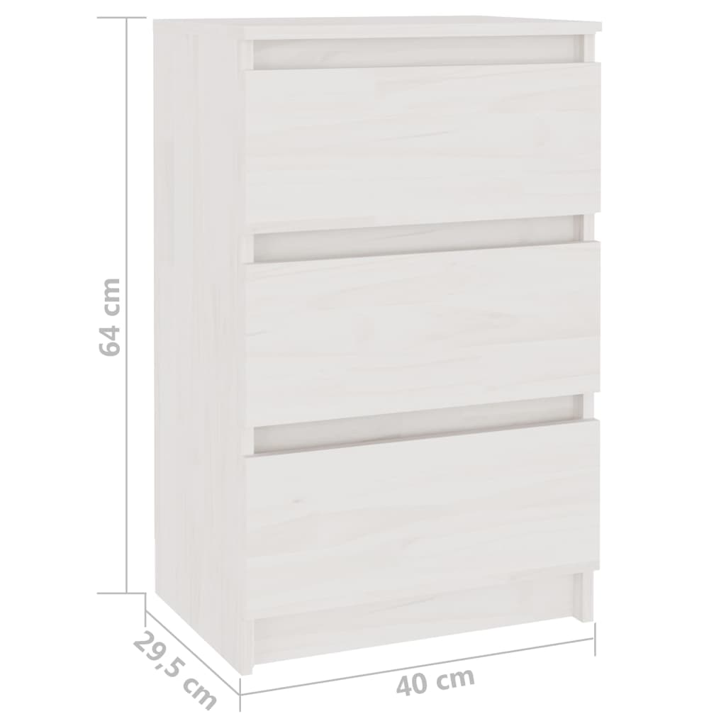 vidaXL Bedside Cabinet White 15.7"x11.6"x25.2" Solid Wood Pine