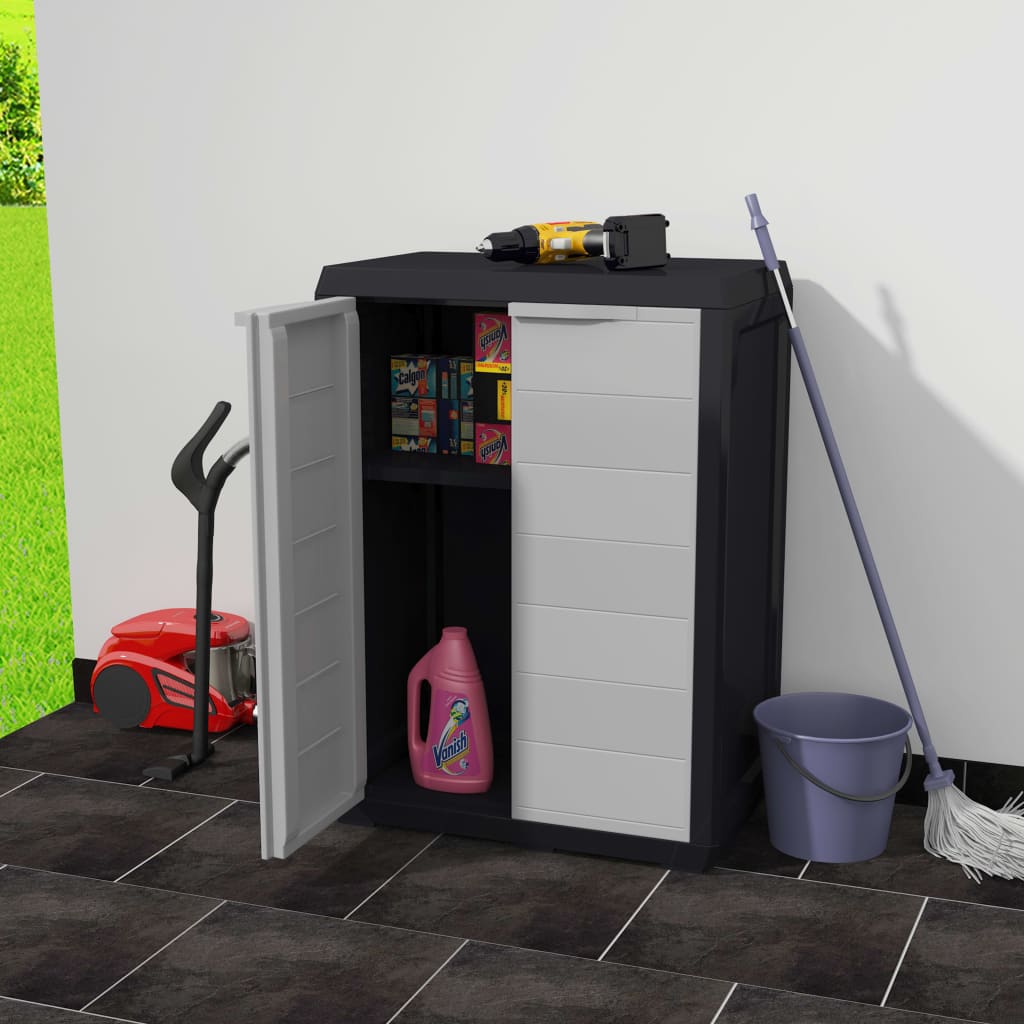 vidaXL Garden Storage Cabinet with 1 Shelf Black and Gray