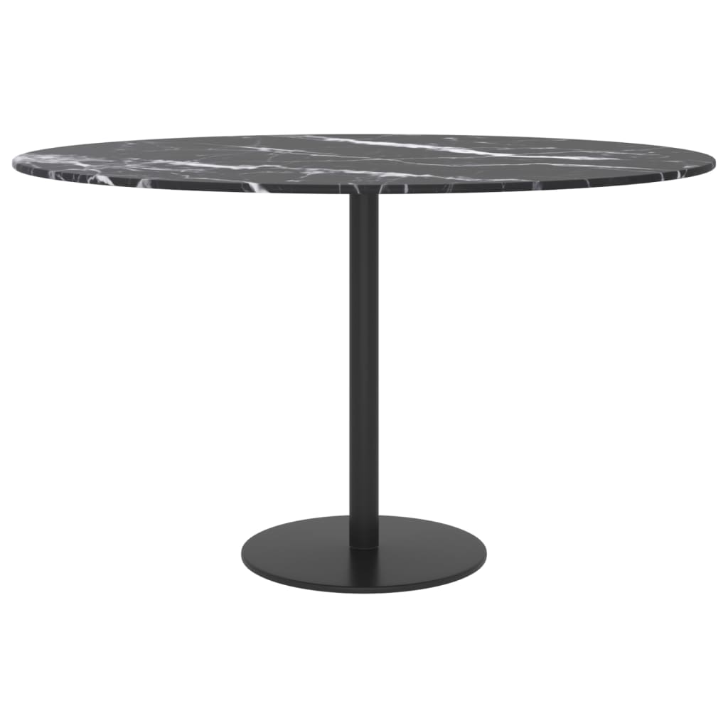 vidaXL Table Top Black Ø 27.6"x0.3" Tempered Glass with Marble Design