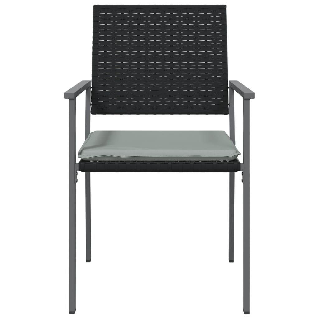 vidaXL Patio Chairs with Cushions 4 pcs Black 21.3"x24.6"x35" Poly Rattan