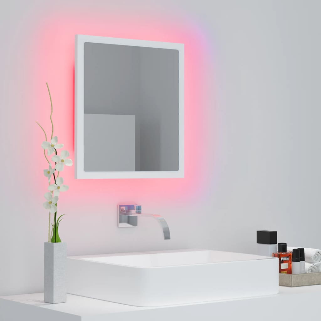 vidaXL LED Bathroom Mirror White 15.7"x3.3"x14.6" Chipboard