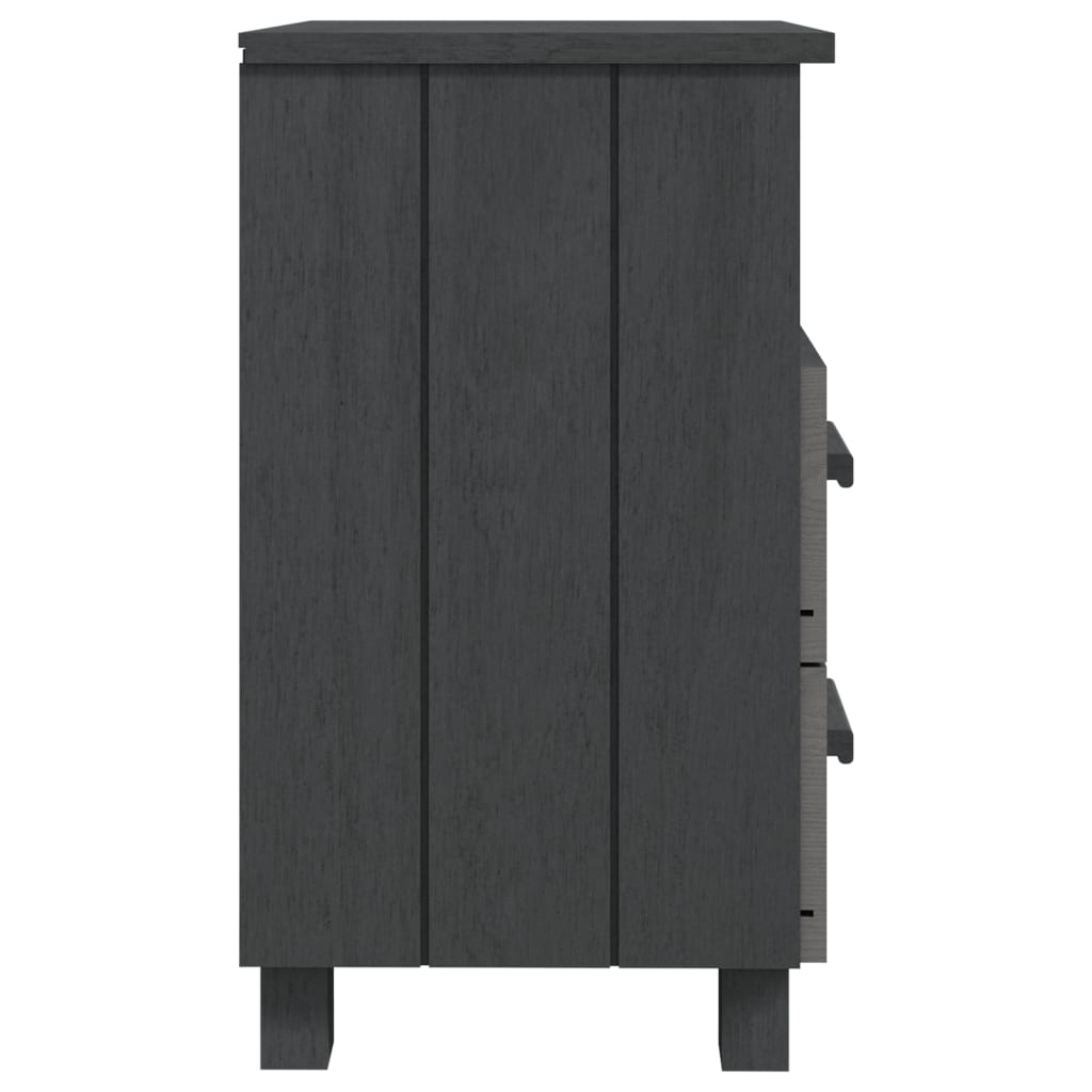 vidaXL Bedside Cabinet HAMAR Dark Gray 15.7"x13.8"x24.4" Solid Wood Pine